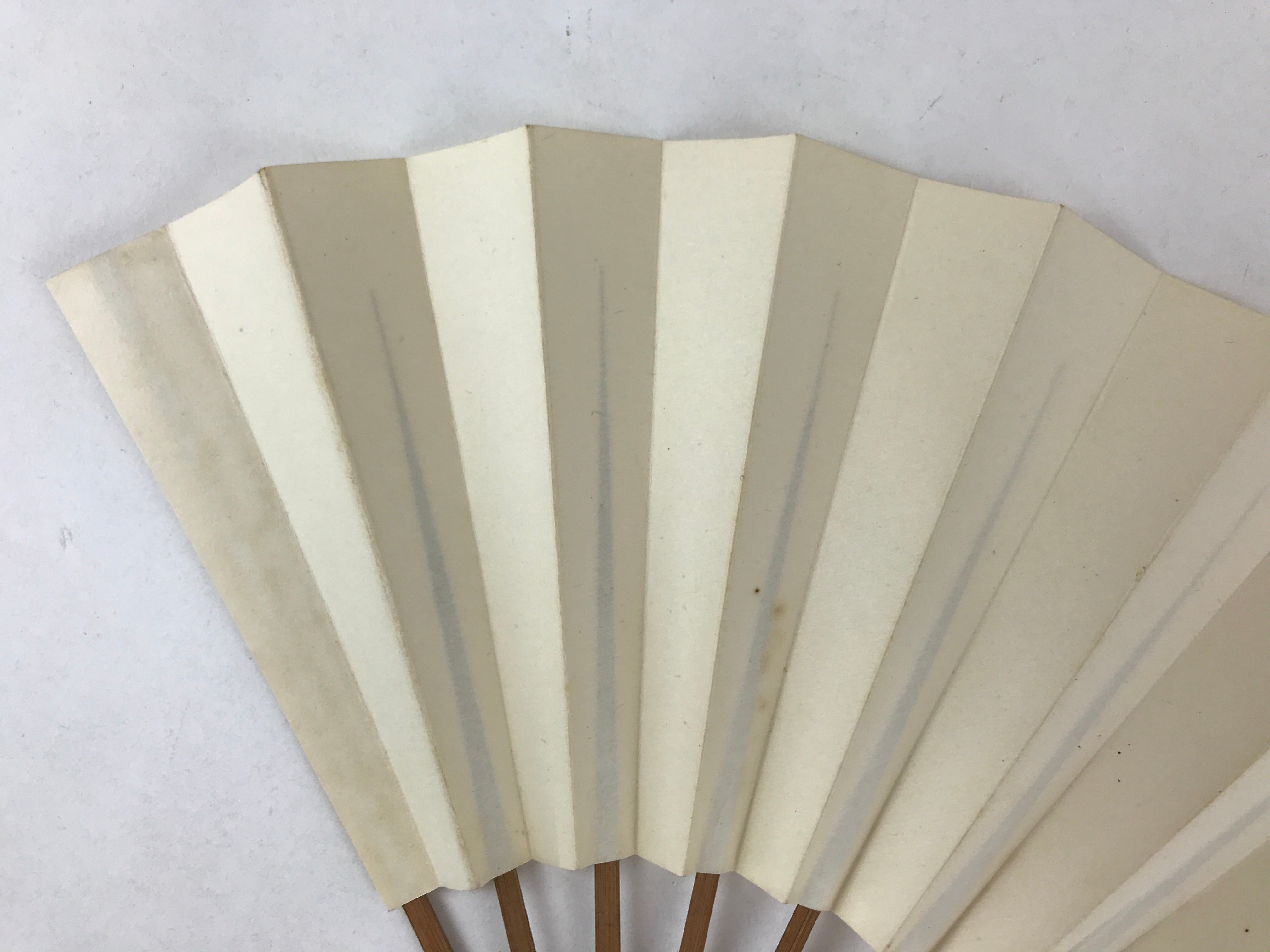 Japanese Folding Fan Sensu Vtg Bamboo Frame Simple Blank White 4D737