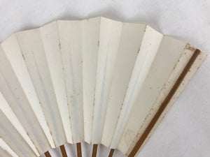 Japanese Folding Fan Sensu Vtg Bamboo Frame Simple Blank White 4D737