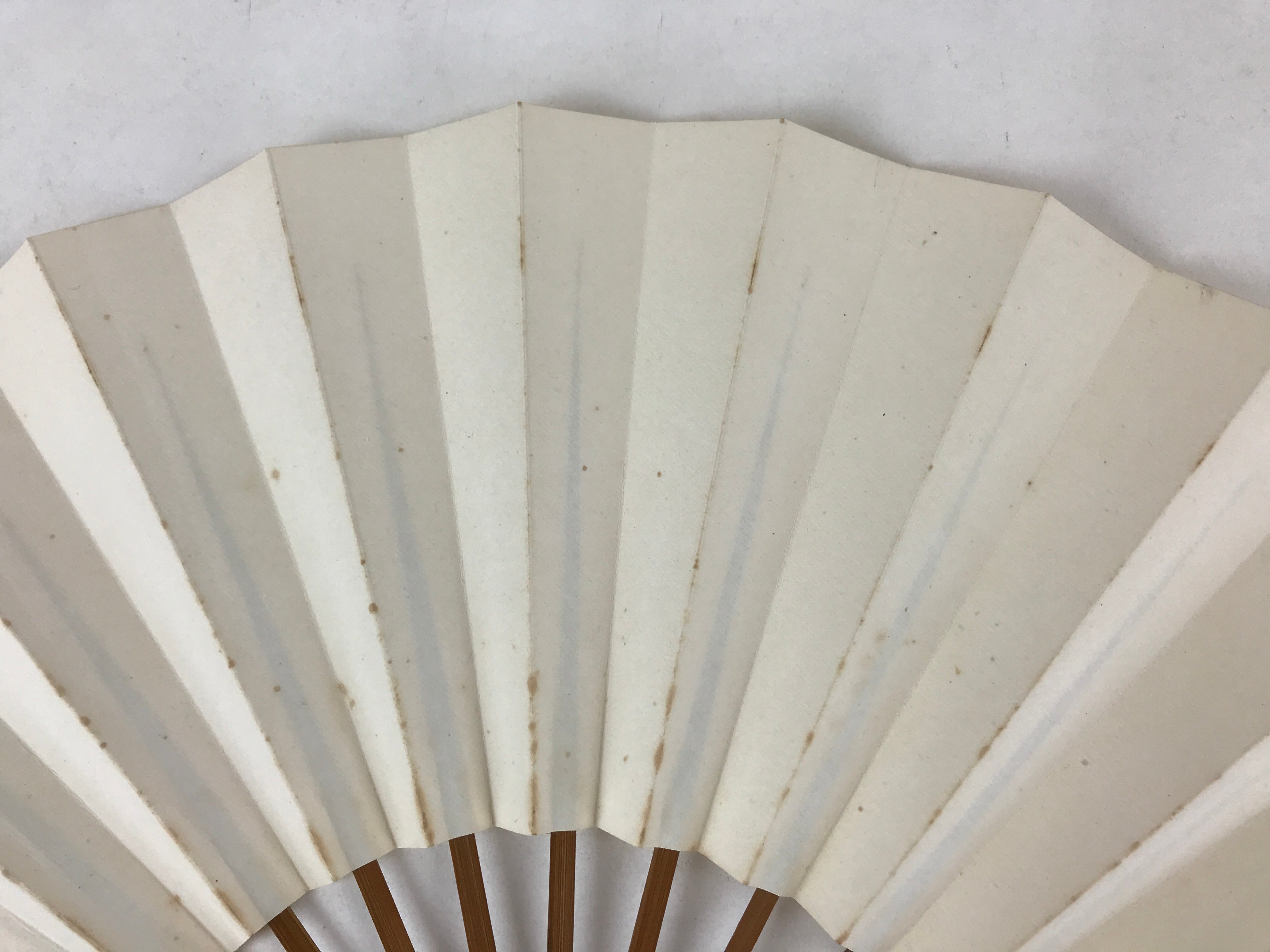 Japanese Folding Fan Sensu Vtg Bamboo Frame Simple Blank White 4D737