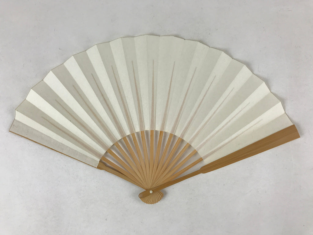 Japanese Folding Fan Sensu Vtg Bamboo Frame Simple Blank White 4D759