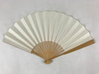 Japanese Folding Fan Sensu Vtg Bamboo Frame Simple Blank White 4D759