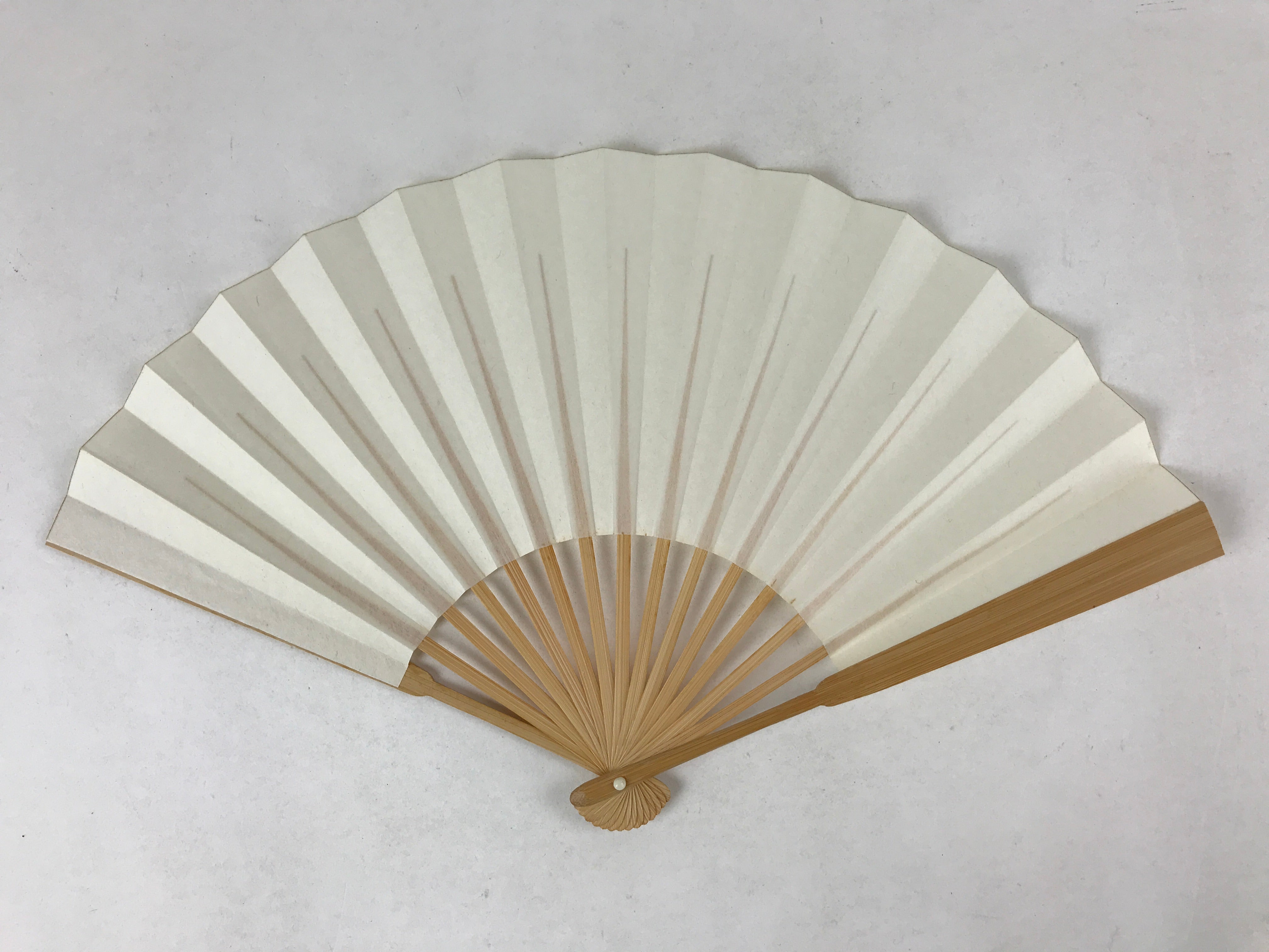 Japanese Folding Fan Sensu Vtg Bamboo Frame Simple Blank White 4D759