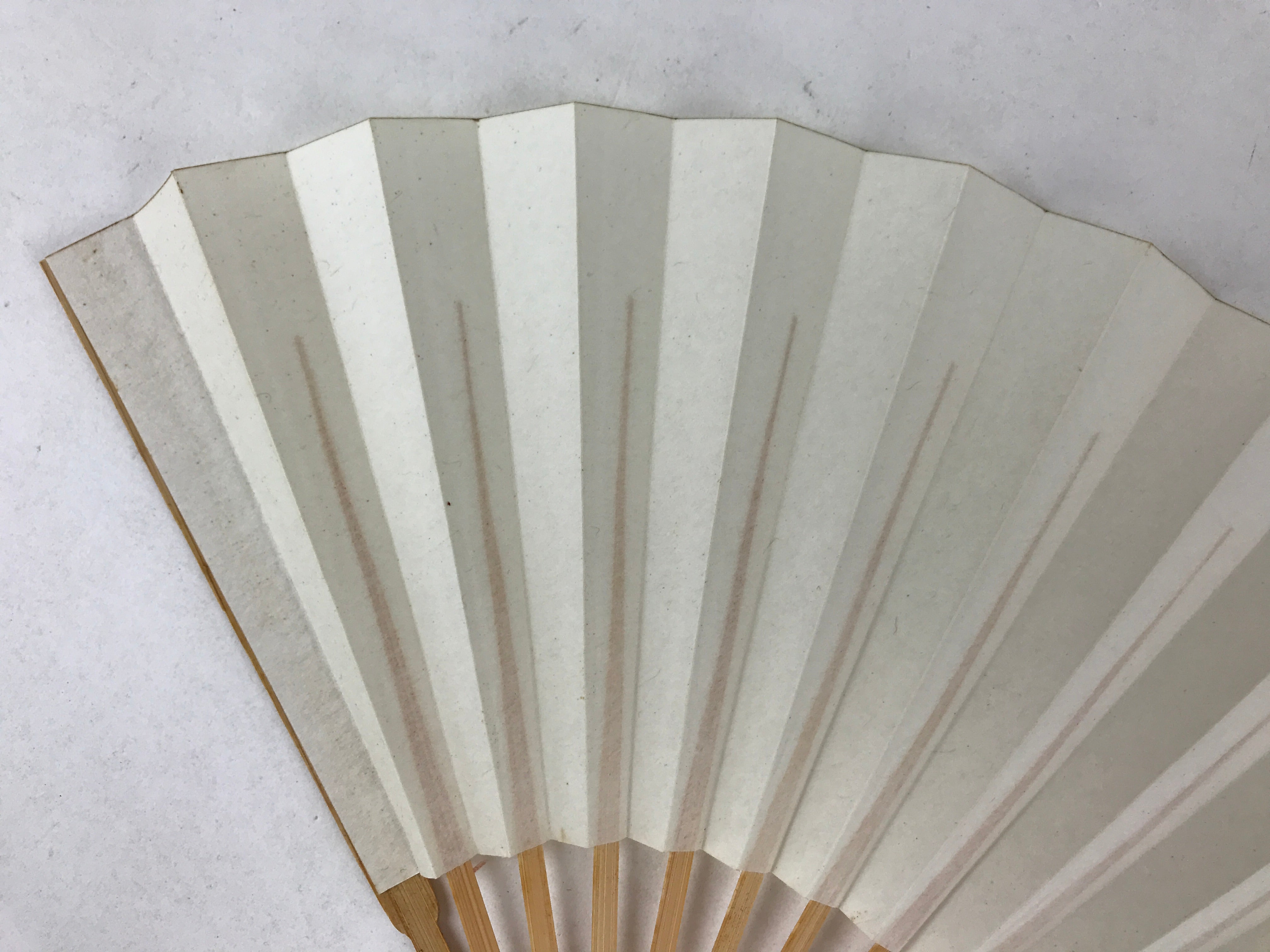 Japanese Folding Fan Sensu Vtg Bamboo Frame Simple Blank White 4D759