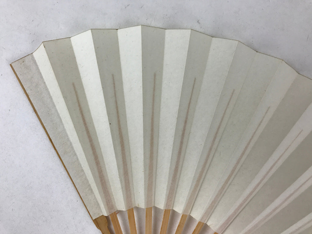 Japanese Folding Fan Sensu Vtg Bamboo Frame Simple Blank White 4D759