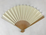 Japanese Folding Fan Sensu Vtg Bamboo Frame Simple Blank White 4D759