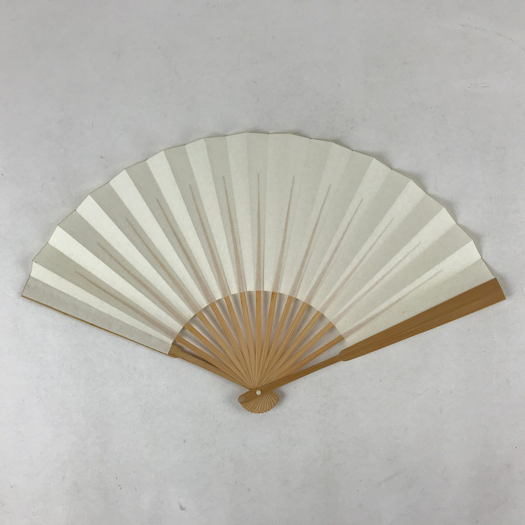 Japanese Folding Fan Sensu Vtg Bamboo Frame Simple Blank White 4D759