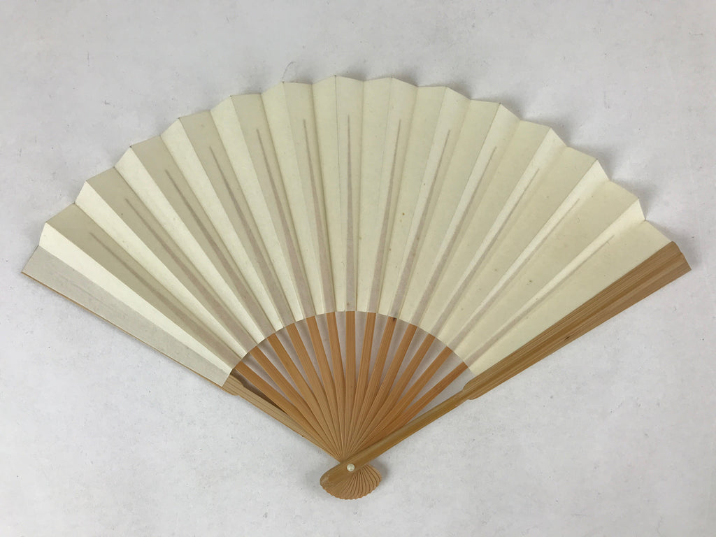Japanese Folding Fan Sensu Vtg Bamboo Frame Simple Blank White 4D761