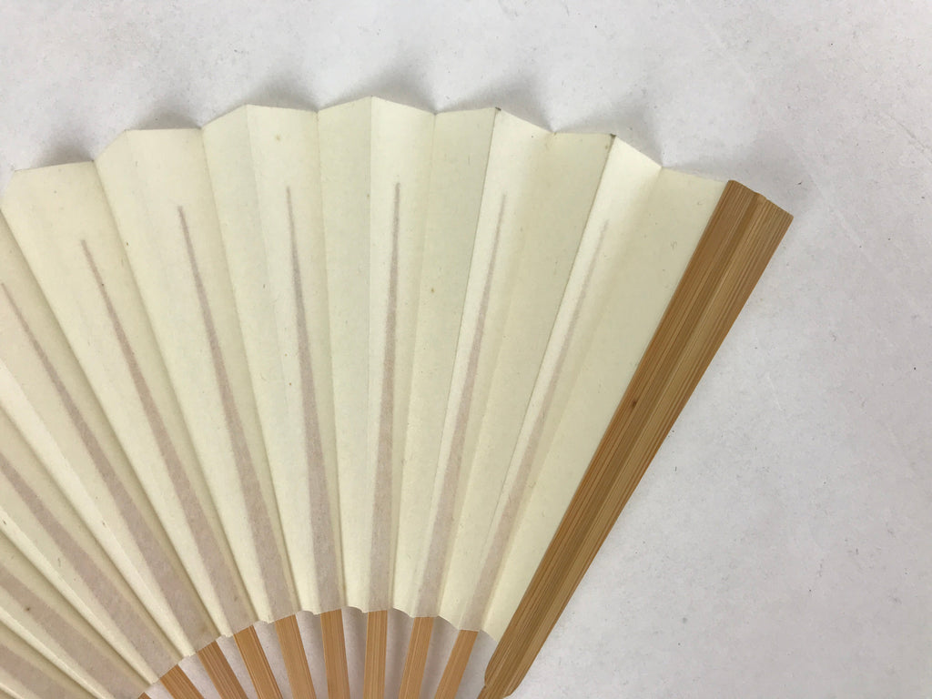 Japanese Folding Fan Sensu Vtg Bamboo Frame Simple Blank White 4D761