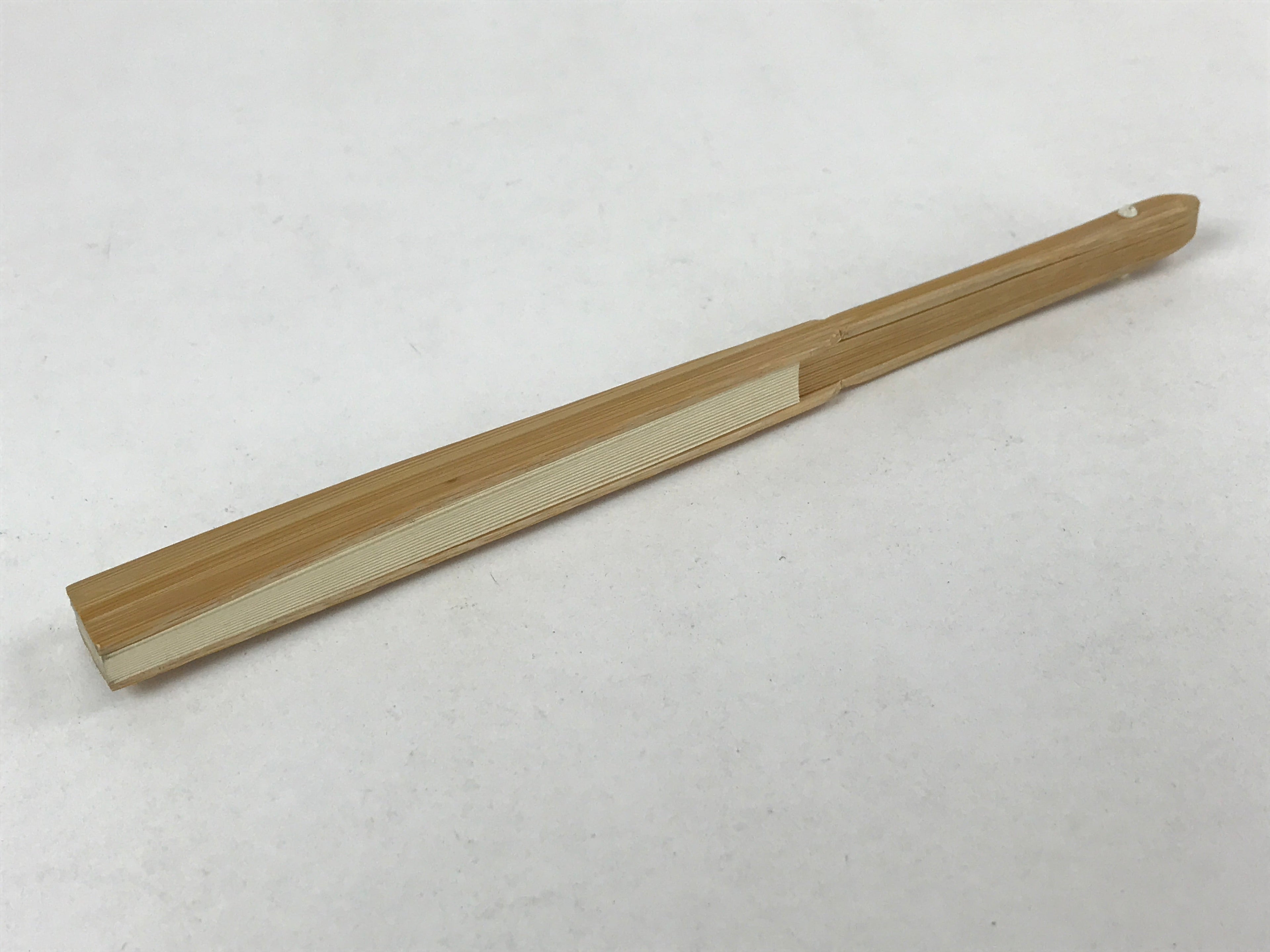 Japanese Folding Fan Sensu Vtg Bamboo Frame Simple Blank White 4D761