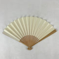 Japanese Folding Fan Sensu Vtg Bamboo Frame Simple Blank White 4D761
