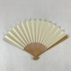 Japanese Folding Fan Sensu Vtg Bamboo Frame Simple Blank White 4D761