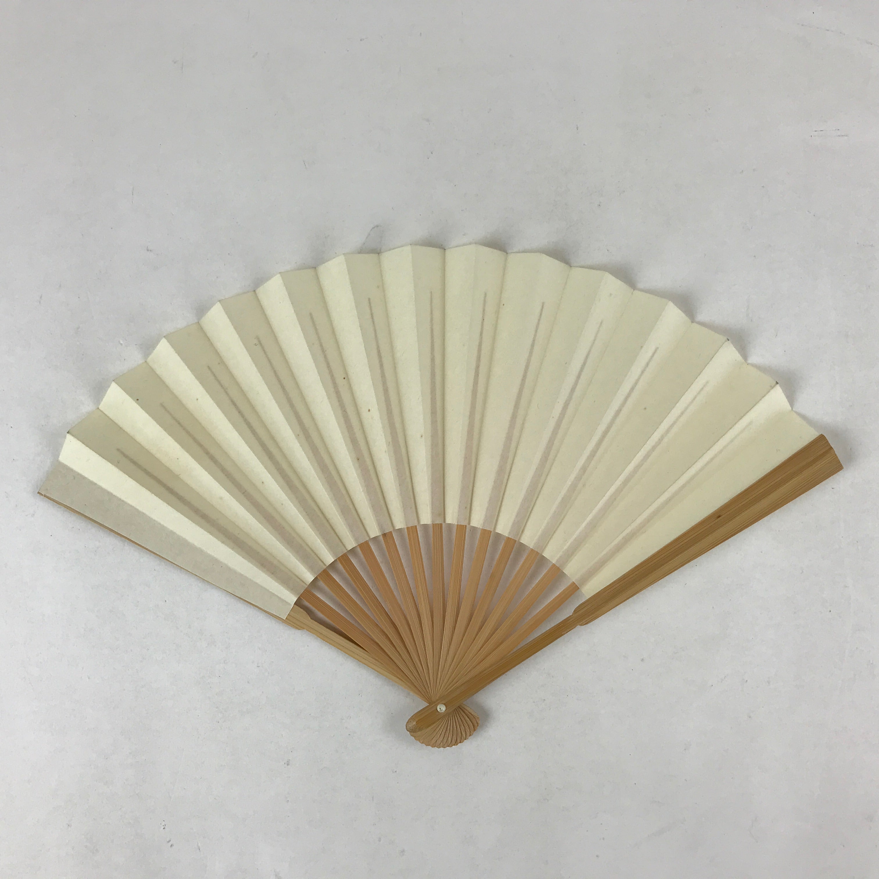 Japanese Folding Fan Sensu Vtg Bamboo Frame Simple Blank White 4D761