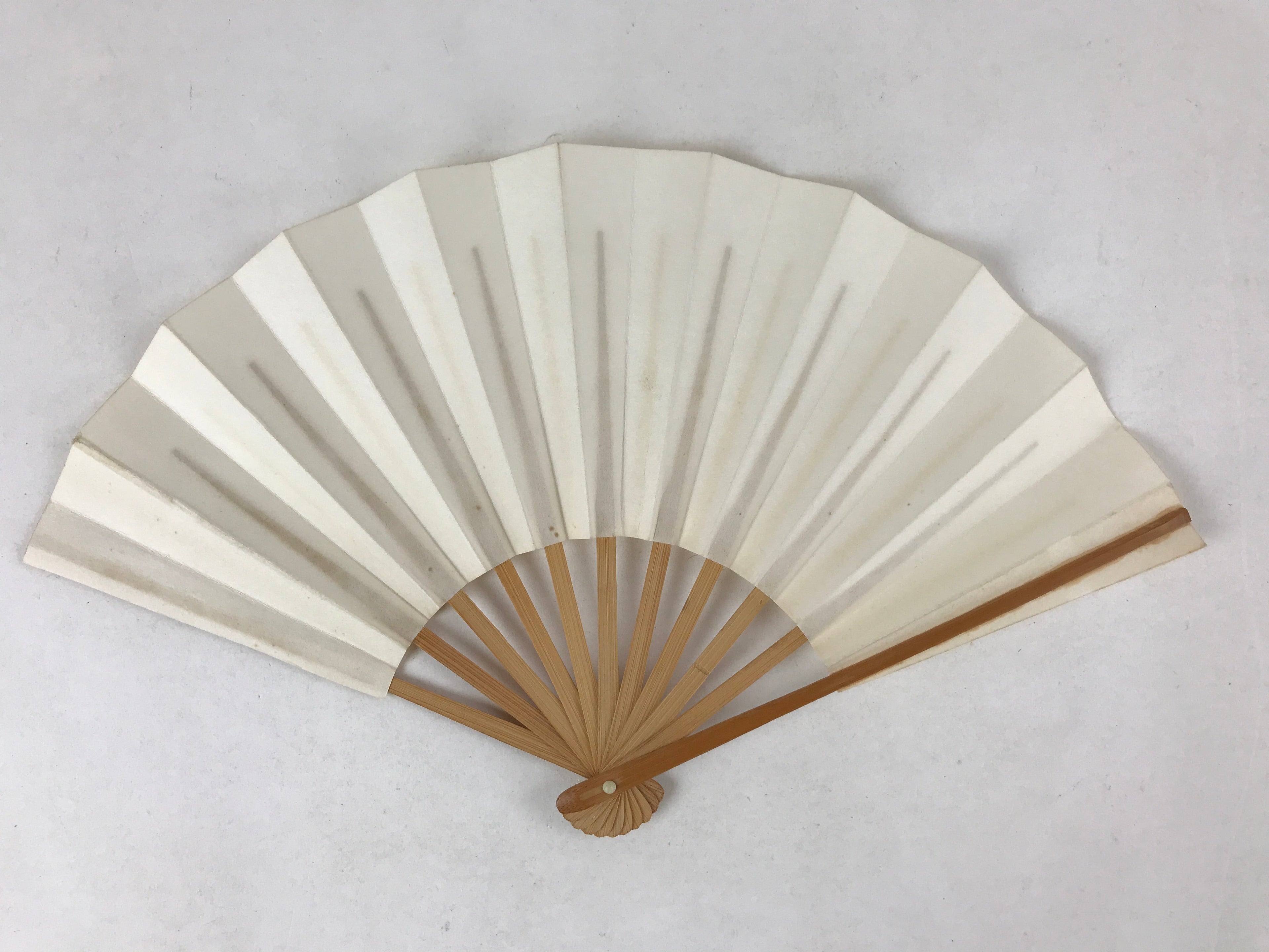 Japanese Folding Fan Sensu Vtg Bamboo Frame Simple Blank White 4D762