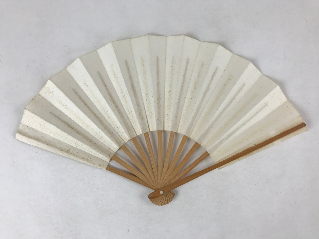 Japanese Folding Fan Sensu Vtg Bamboo Frame Simple Blank White 4D762
