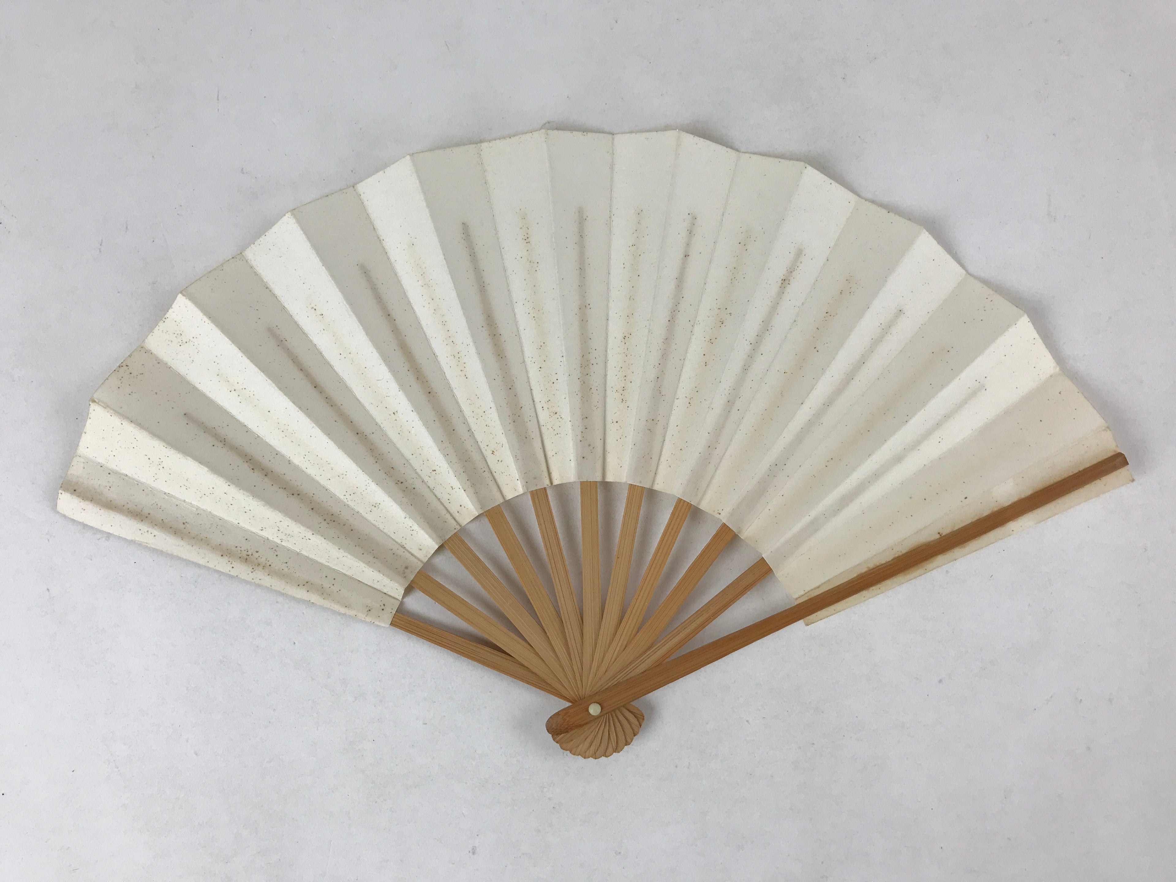 Japanese Folding Fan Sensu Vtg Bamboo Frame Simple Blank White 4D762