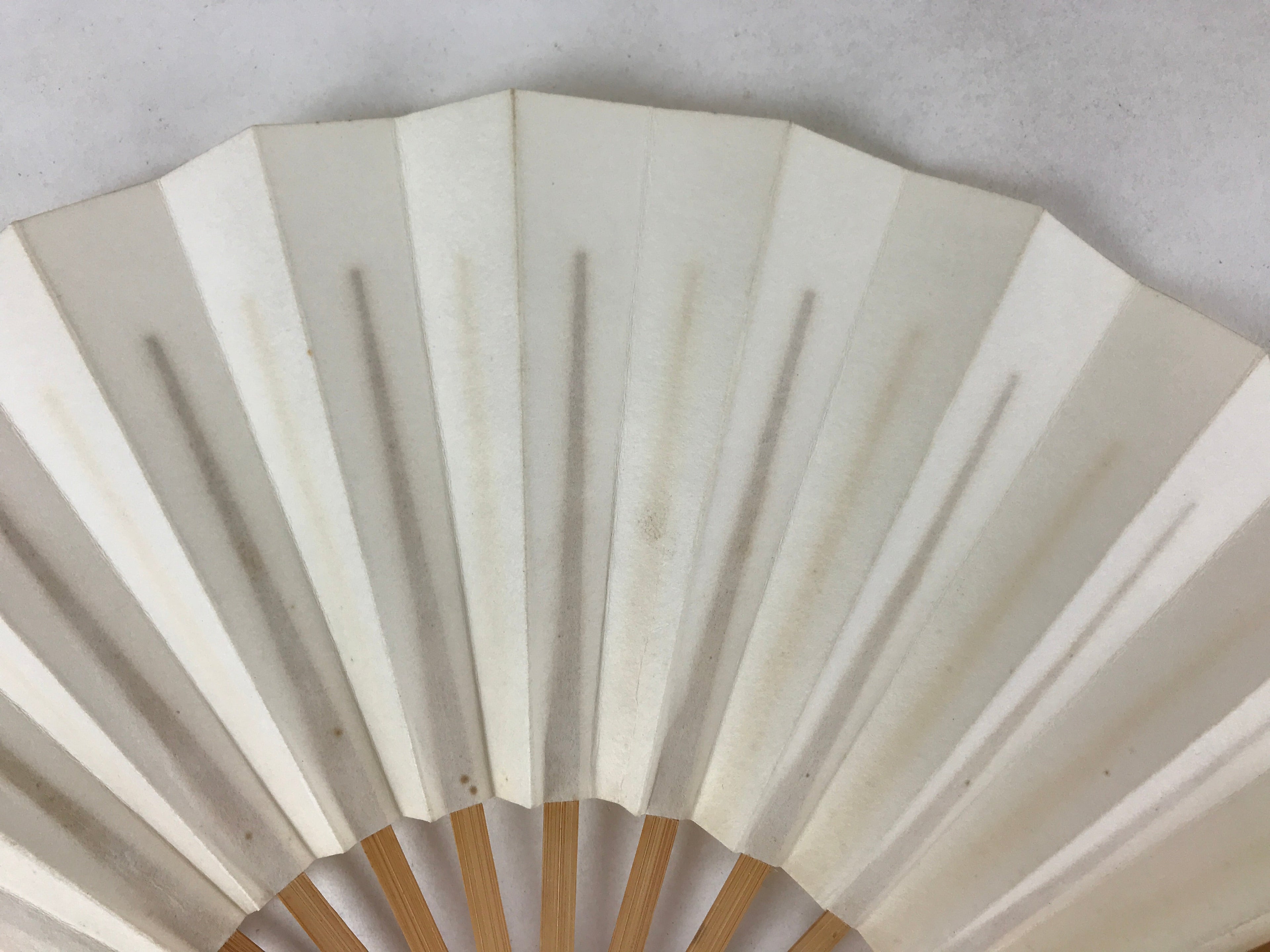 Japanese Folding Fan Sensu Vtg Bamboo Frame Simple Blank White 4D762