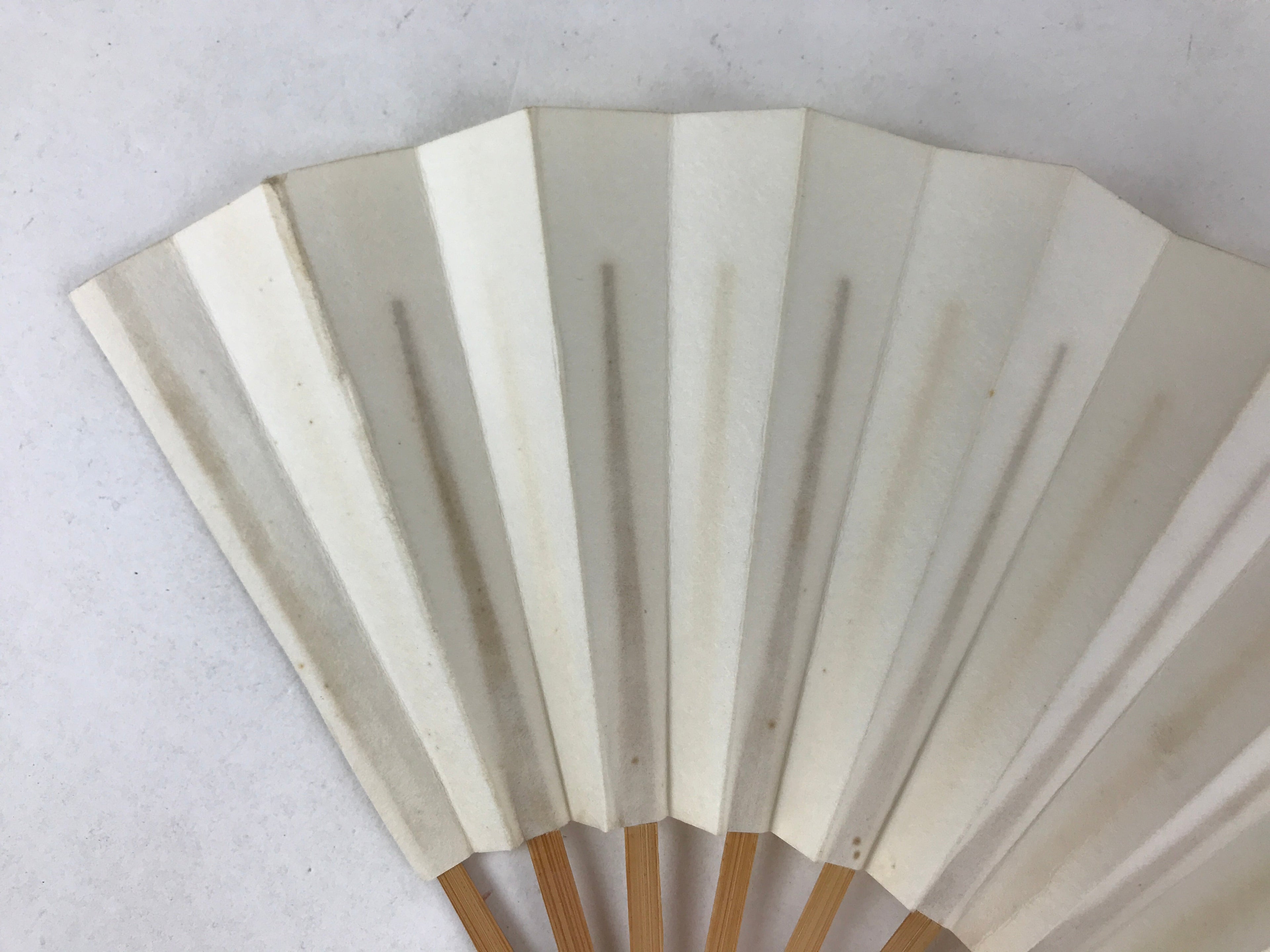 Japanese Folding Fan Sensu Vtg Bamboo Frame Simple Blank White 4D762