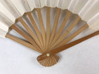 Japanese Folding Fan Sensu Vtg Bamboo Frame Simple Blank White 4D762