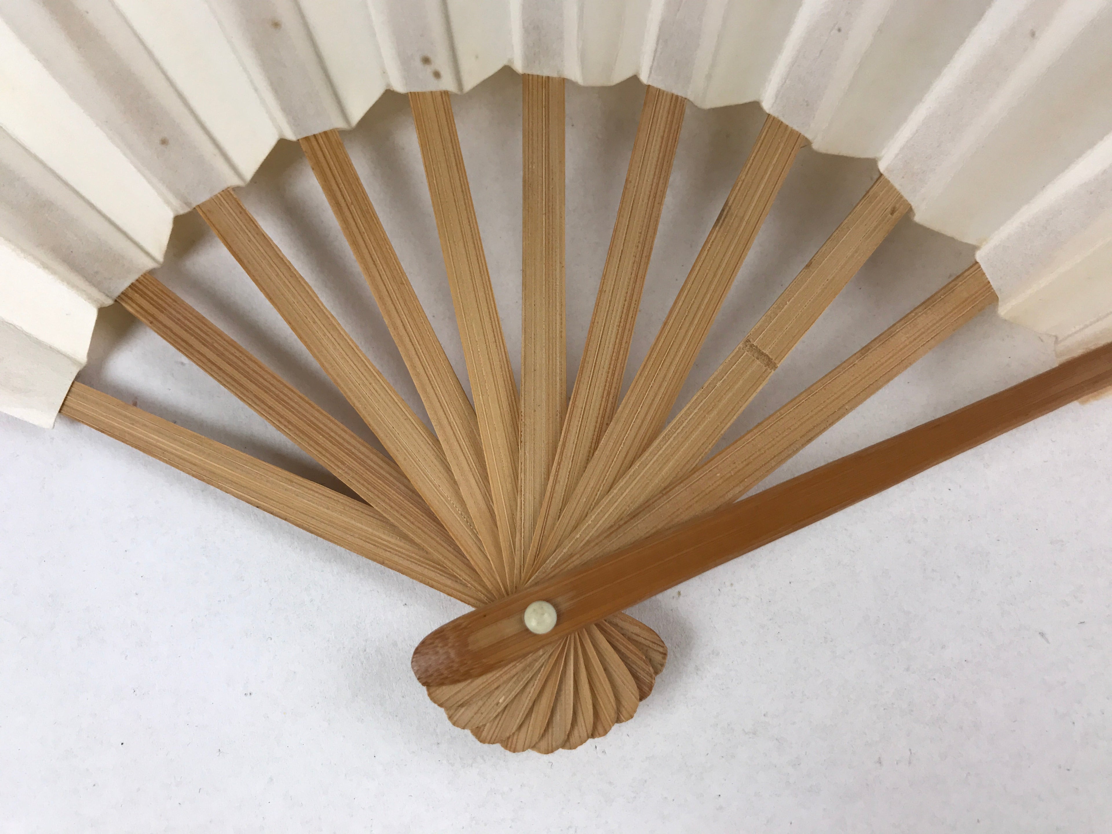 Japanese Folding Fan Sensu Vtg Bamboo Frame Simple Blank White 4D762