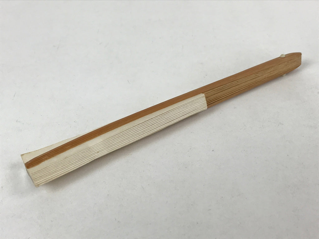 Japanese Folding Fan Sensu Vtg Bamboo Frame Simple Blank White 4D762