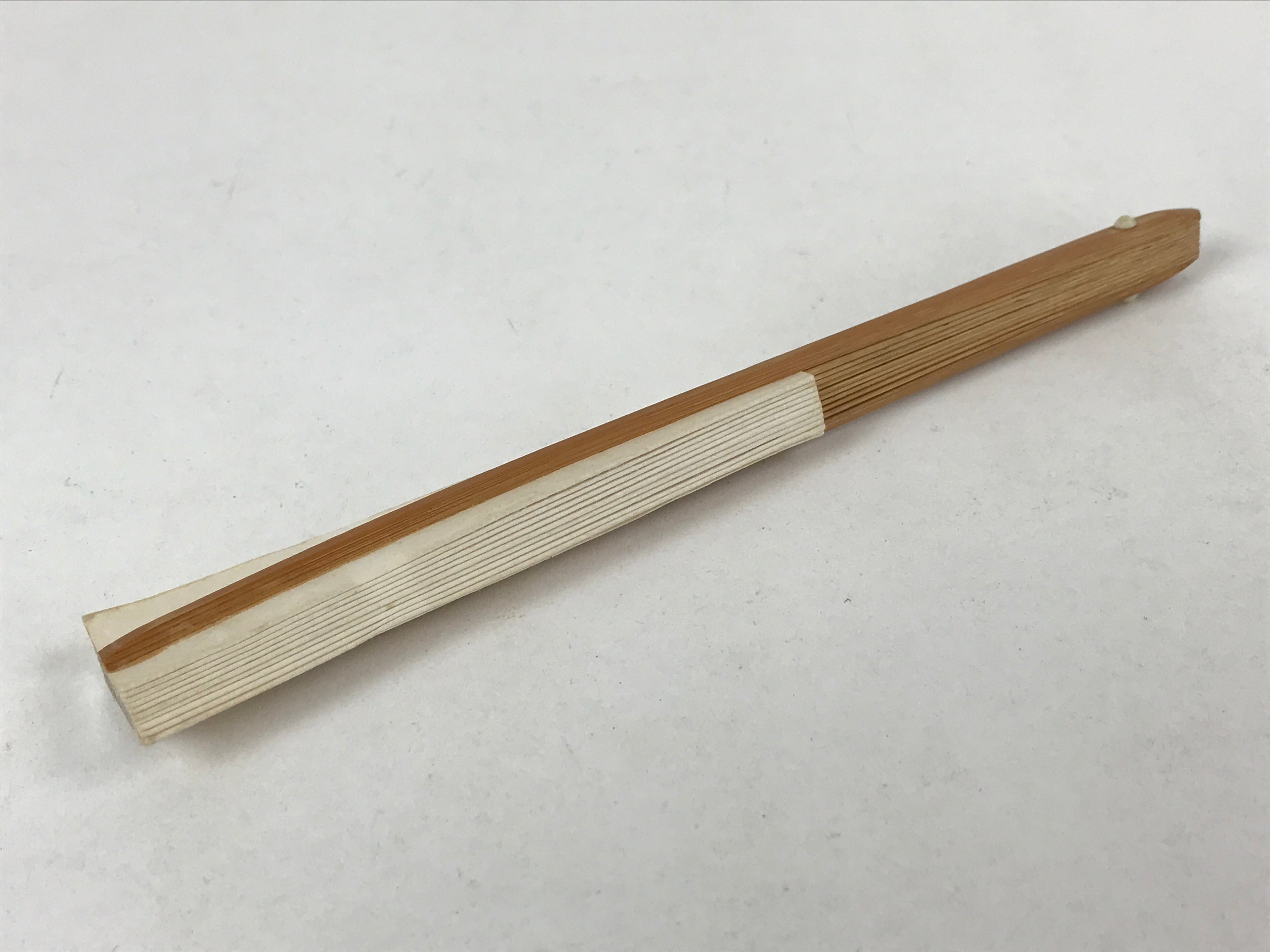 Japanese Folding Fan Sensu Vtg Bamboo Frame Simple Blank White 4D762