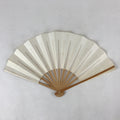 Japanese Folding Fan Sensu Vtg Bamboo Frame Simple Blank White 4D762