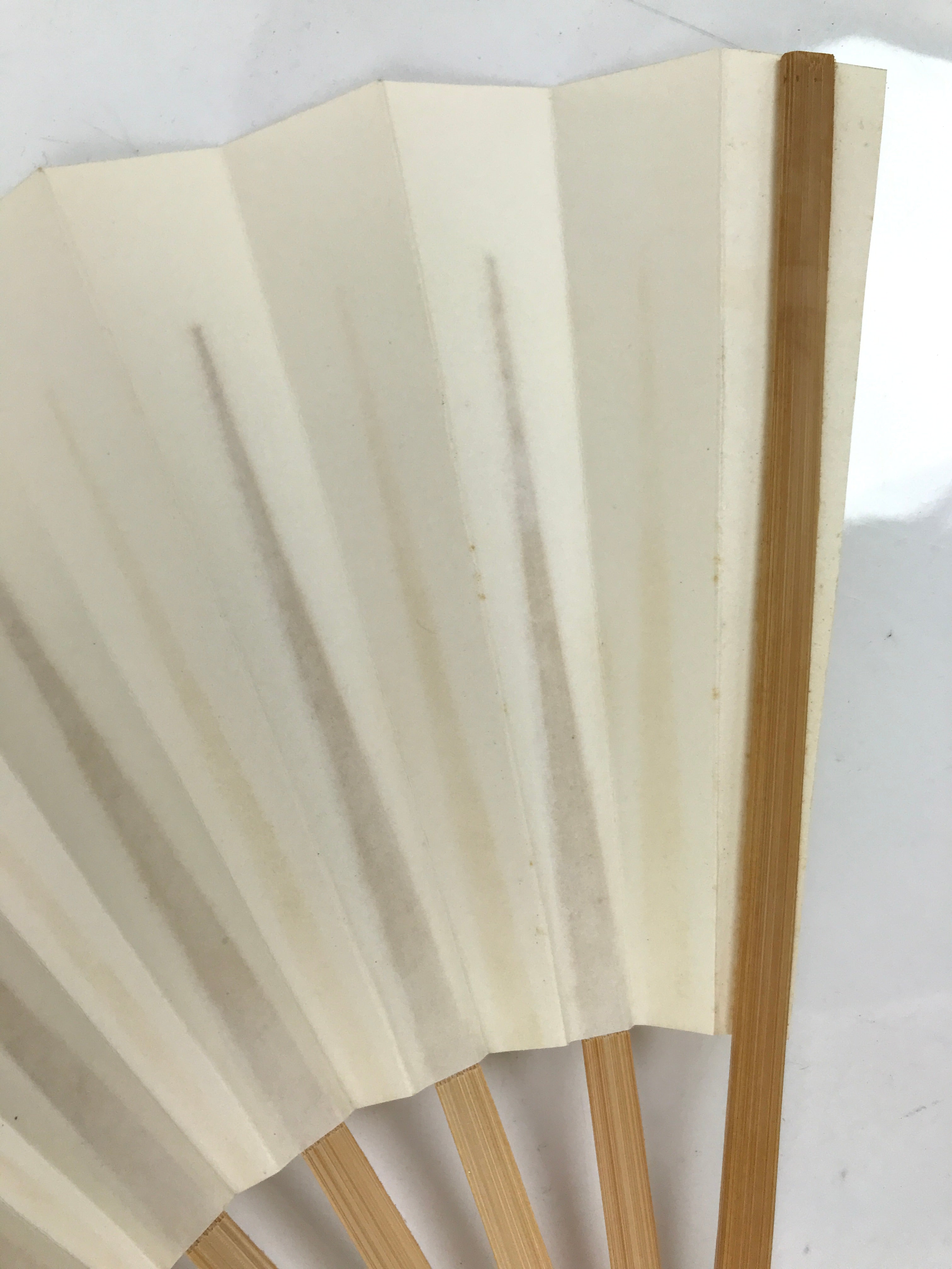 Japanese Folding Fan Sensu Vtg Bamboo Frame Simple Blank White 4D793