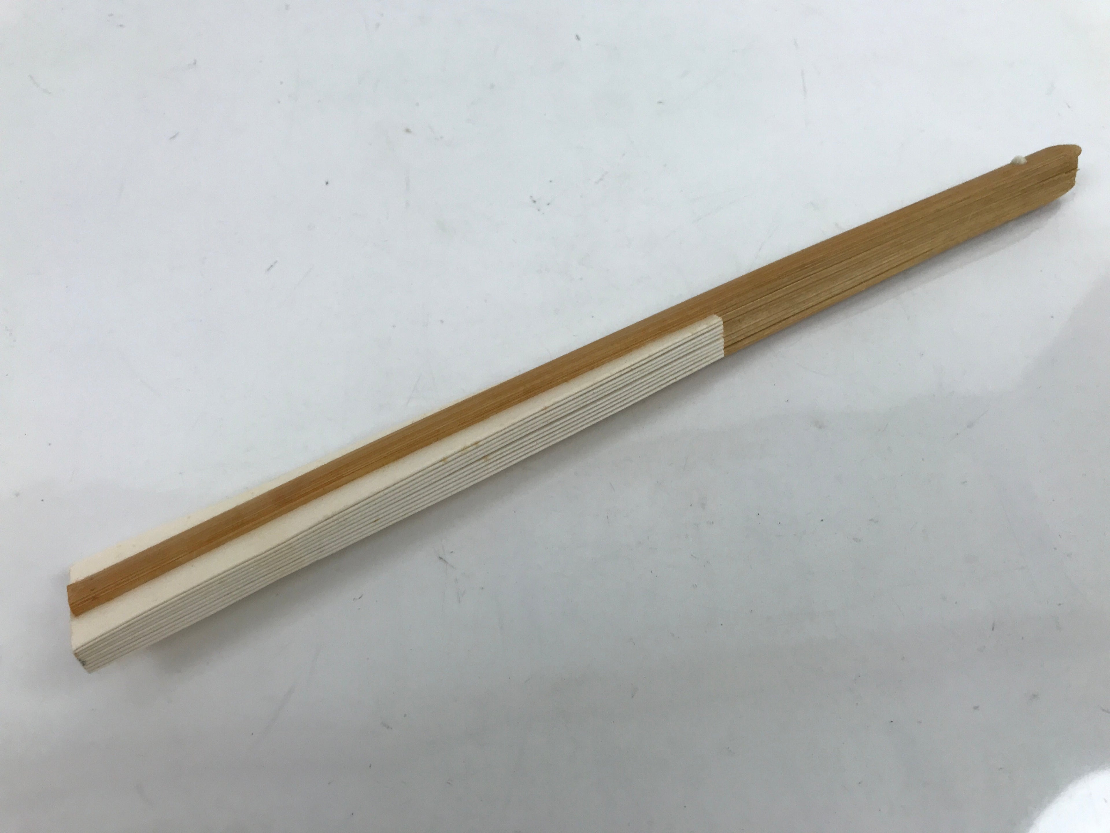 Japanese Folding Fan Sensu Vtg Bamboo Frame Simple Blank White 4D793