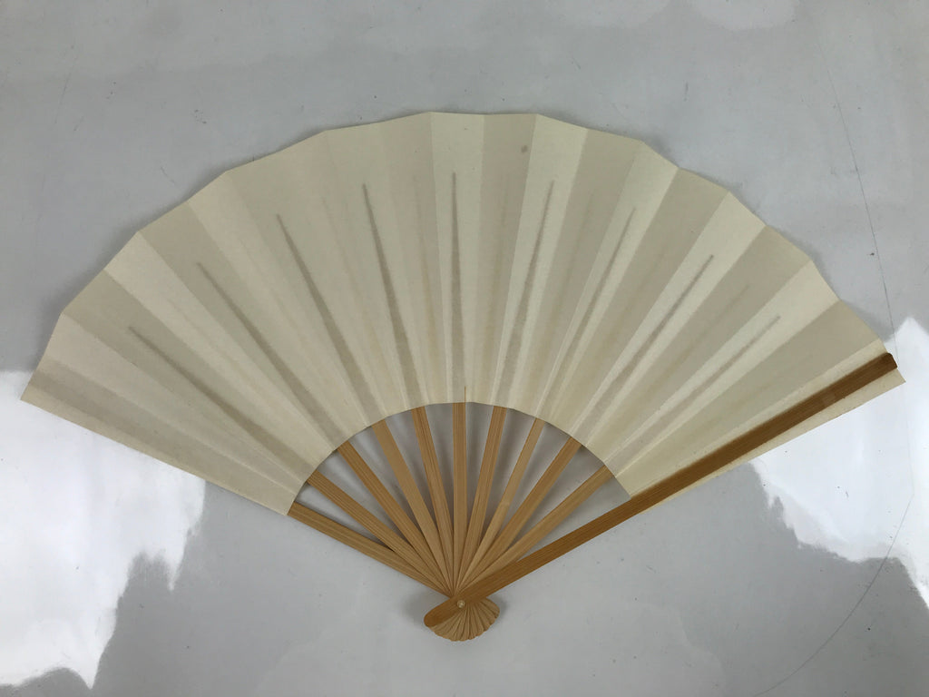 Japanese Folding Fan Sensu Vtg Bamboo Frame Simple Blank White 4D793