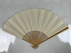 Japanese Folding Fan Sensu Vtg Bamboo Frame Simple Blank White 4D793