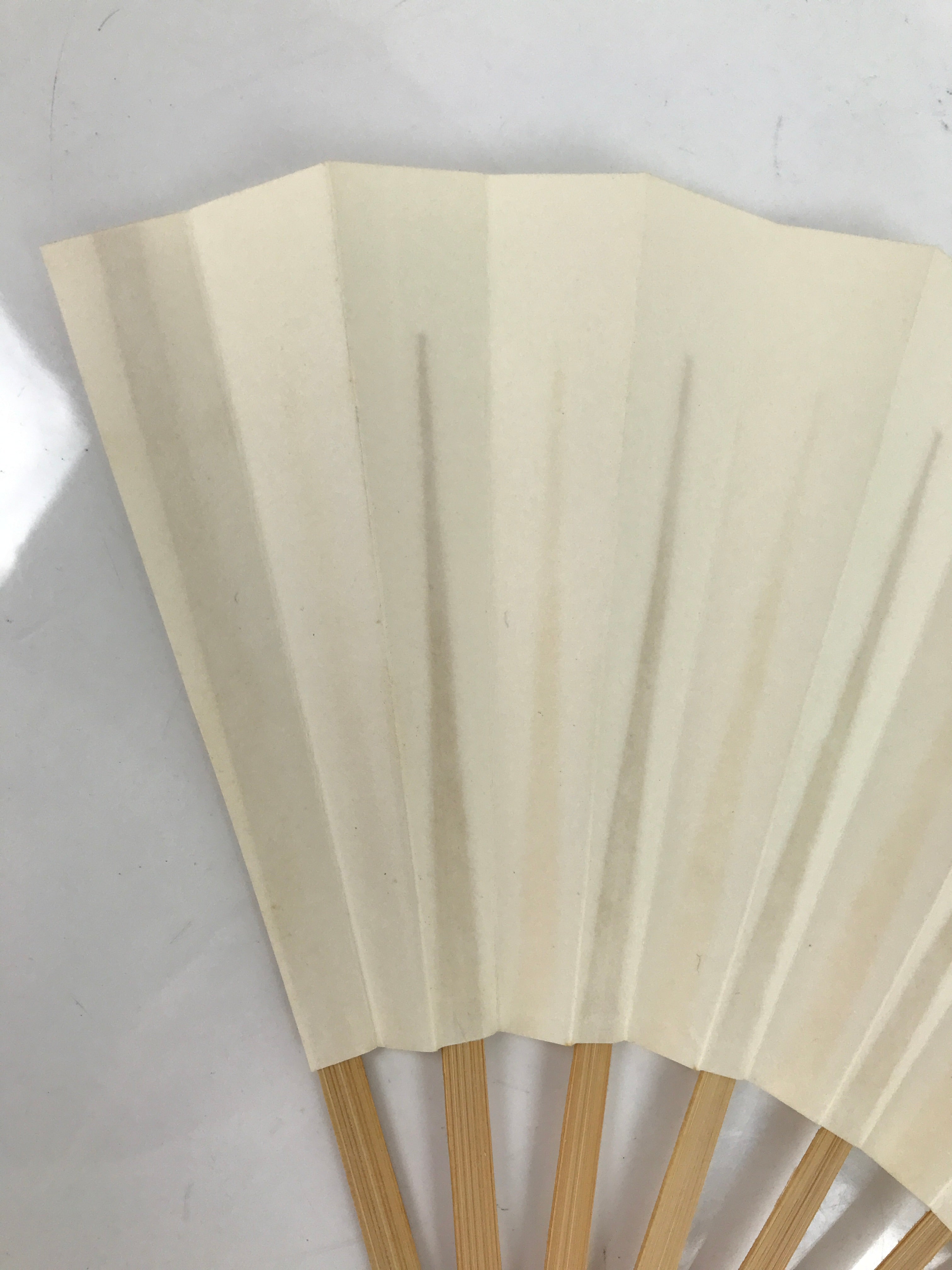 Japanese Folding Fan Sensu Vtg Bamboo Frame Simple Blank White 4D793