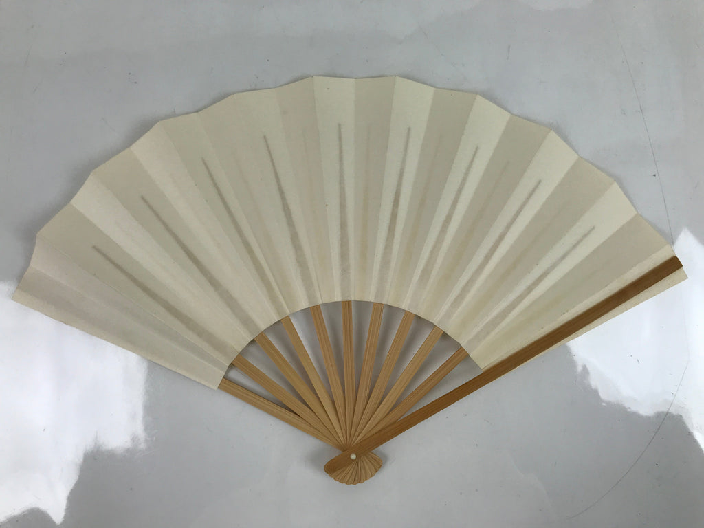 Japanese Folding Fan Sensu Vtg Bamboo Frame Simple Blank White 4D793