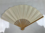 Japanese Folding Fan Sensu Vtg Bamboo Frame Simple Blank White 4D793