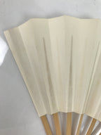 Japanese Folding Fan Sensu Vtg Bamboo Frame Simple Blank White 4D793