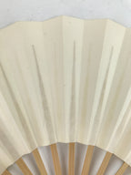 Japanese Folding Fan Sensu Vtg Bamboo Frame Simple Blank White 4D793
