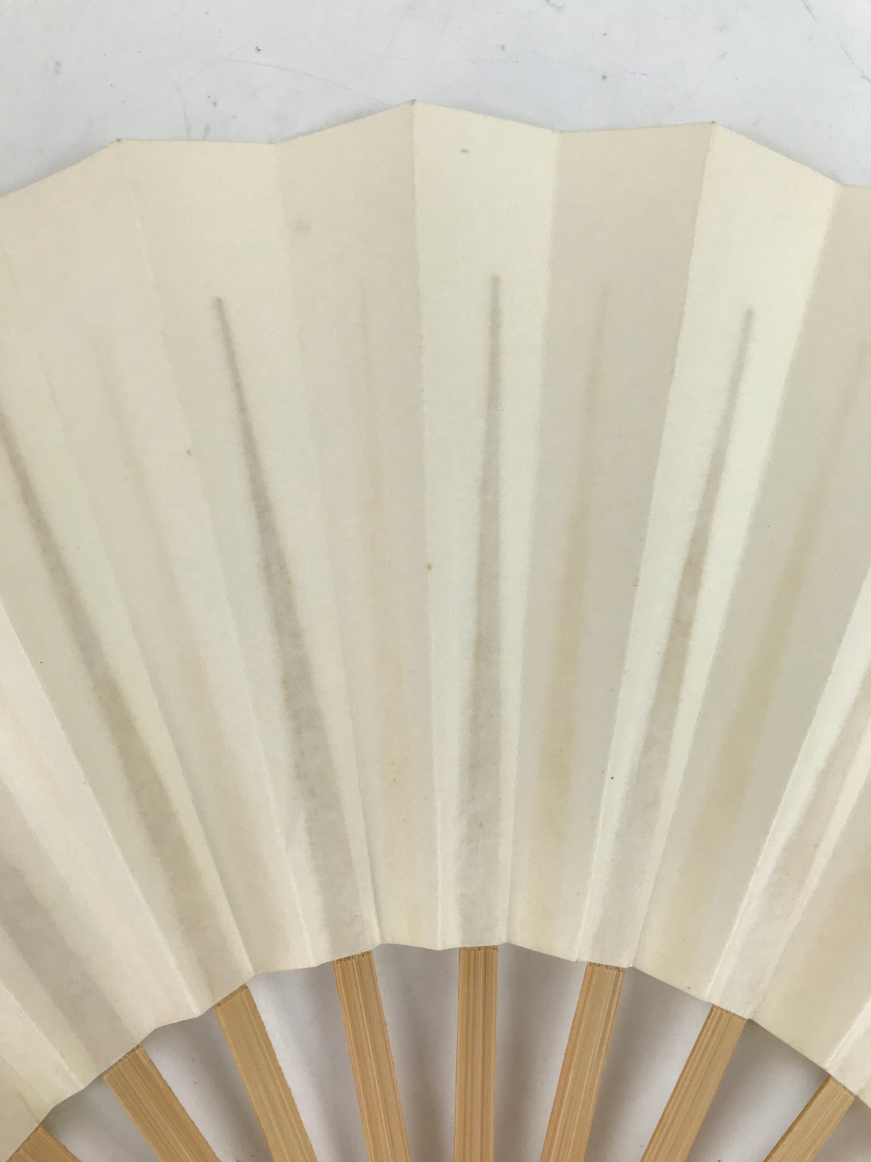 Japanese Folding Fan Sensu Vtg Bamboo Frame Simple Blank White 4D793