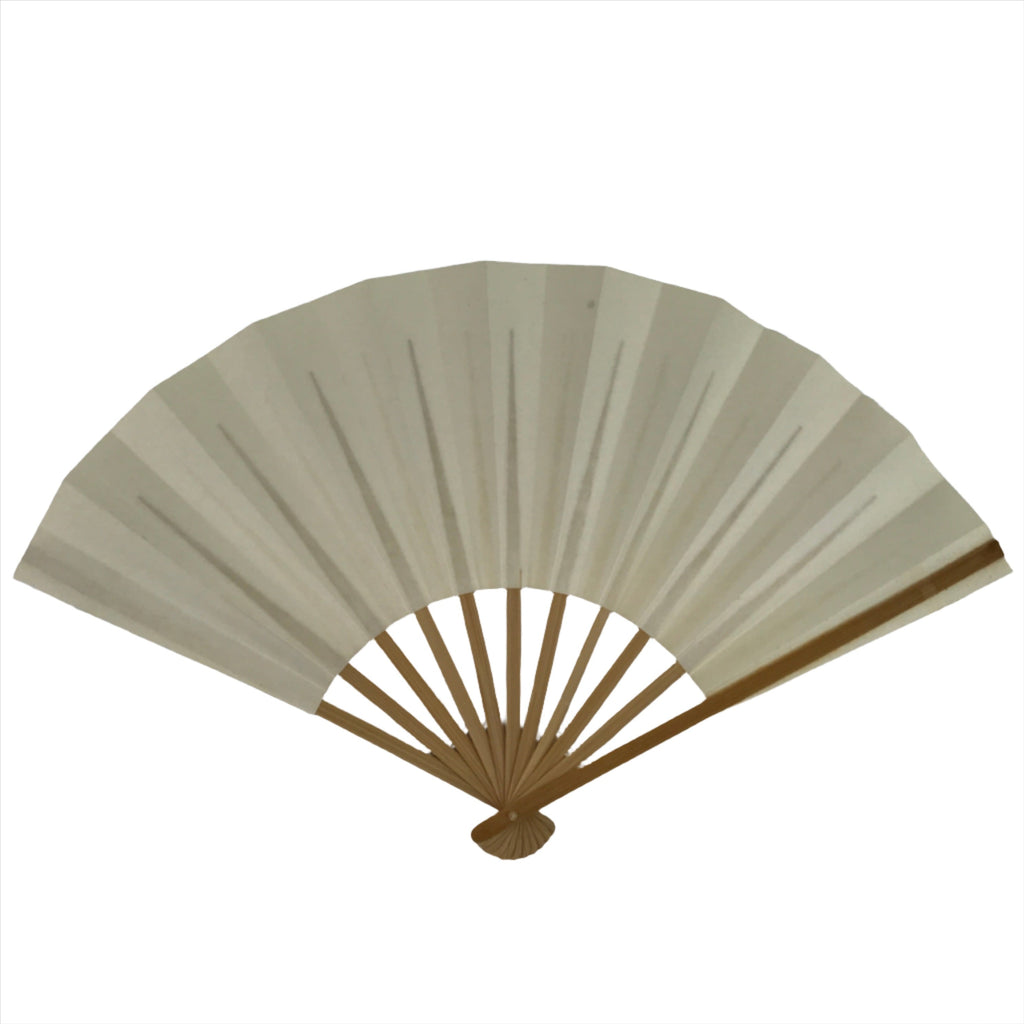 Japanese Folding Fan Sensu Vtg Bamboo Frame Simple Blank White 4D793