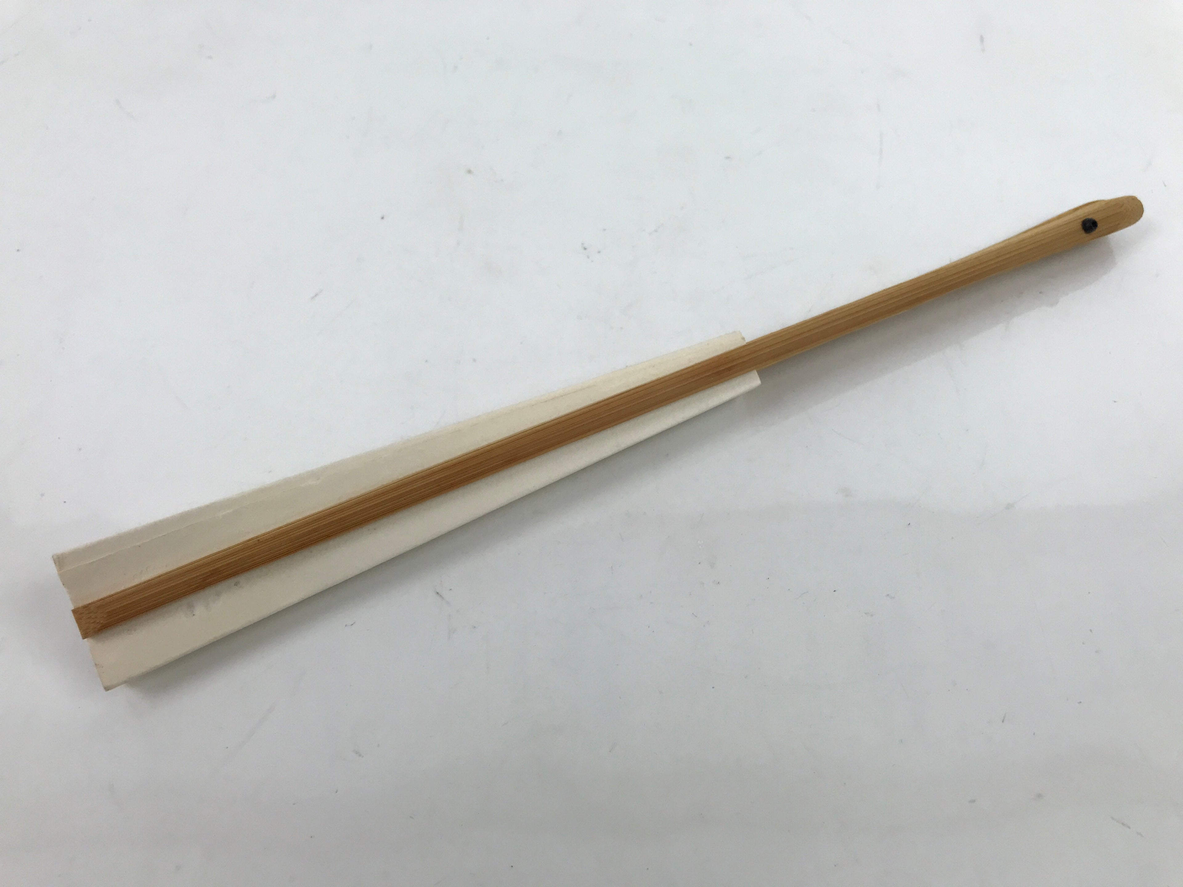 Japanese Folding Fan Sensu Vtg Bamboo Frame Simple Blank White 4D794