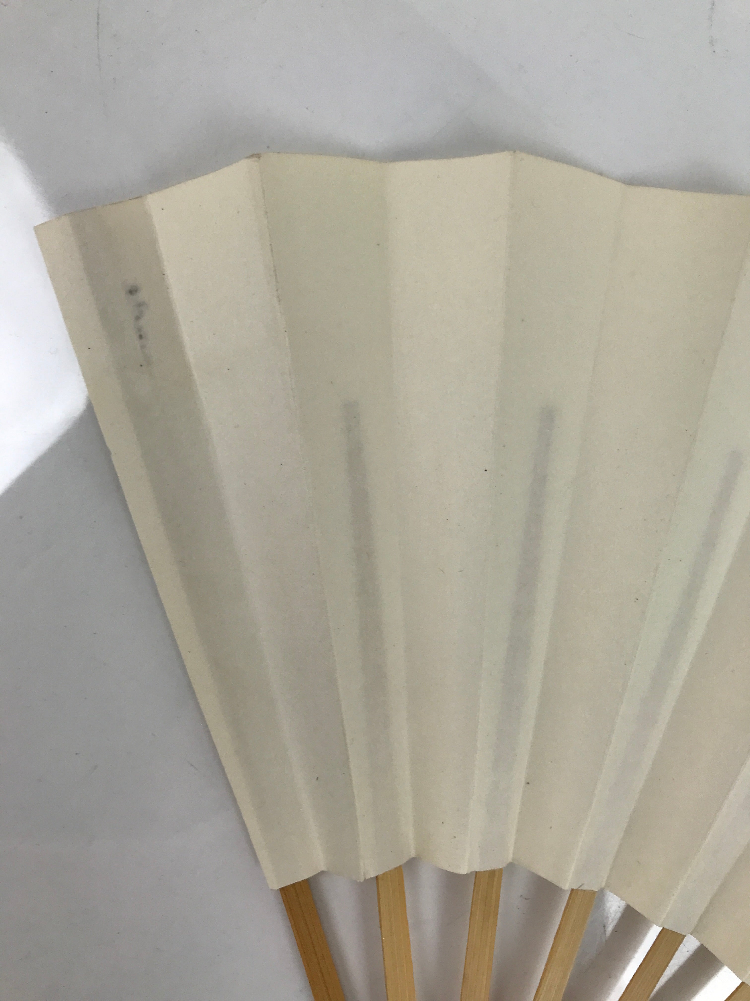Japanese Folding Fan Sensu Vtg Bamboo Frame Simple Blank White 4D794