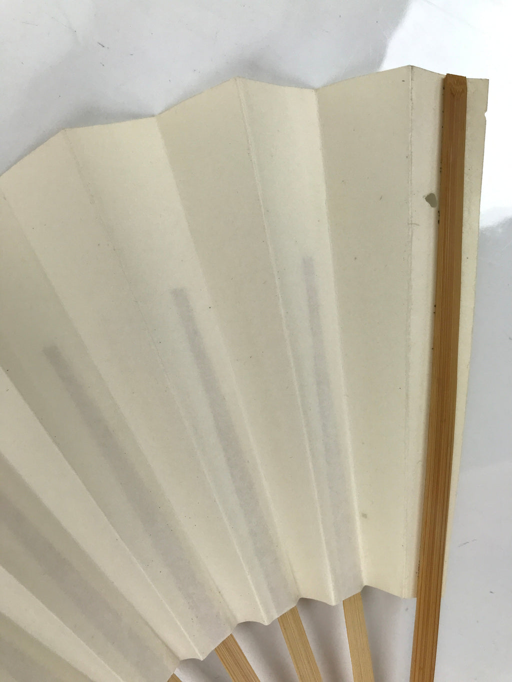 Japanese Folding Fan Sensu Vtg Bamboo Frame Simple Blank White 4D794