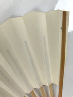 Japanese Folding Fan Sensu Vtg Bamboo Frame Simple Blank White 4D794