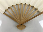 Japanese Folding Fan Sensu Vtg Bamboo Frame Simple Blank White 4D794