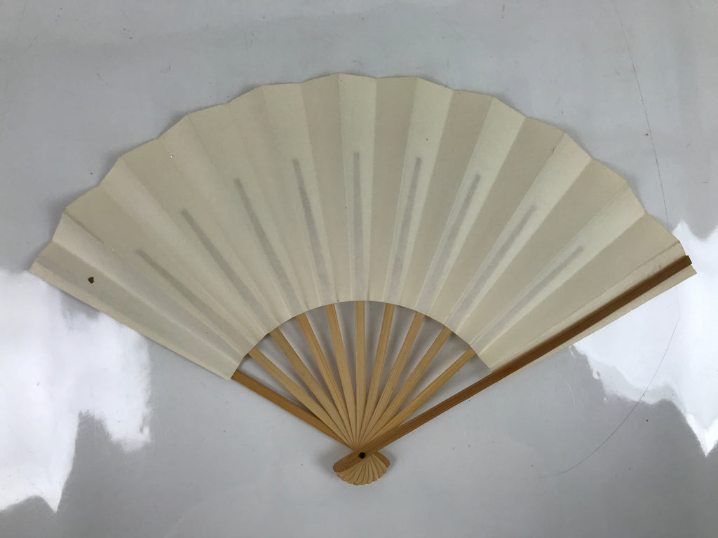 Japanese Folding Fan Sensu Vtg Bamboo Frame Simple Blank White 4D794