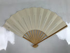 Japanese Folding Fan Sensu Vtg Bamboo Frame Simple Blank White 4D794
