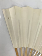 Japanese Folding Fan Sensu Vtg Bamboo Frame Simple Blank White 4D794