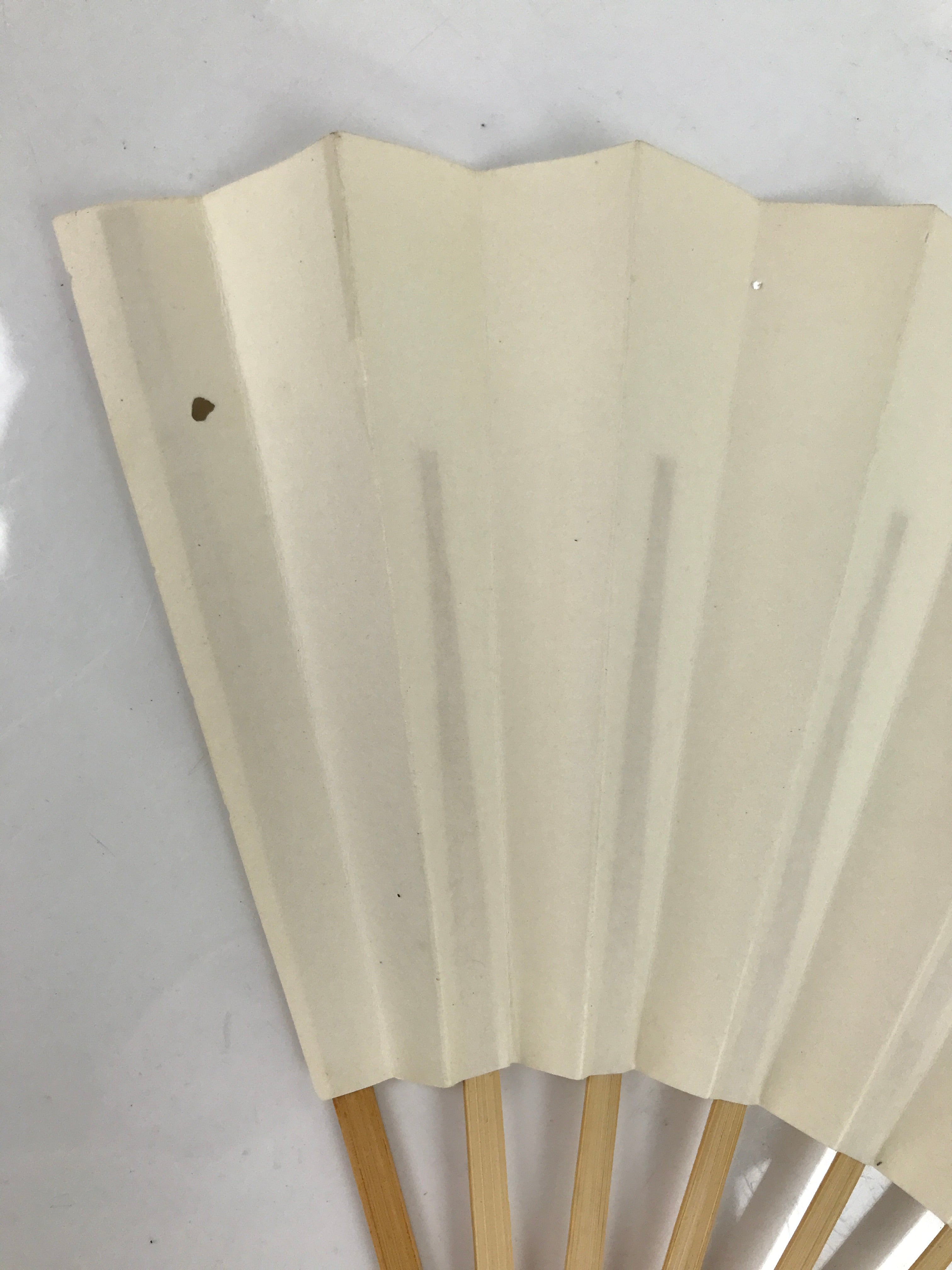 Japanese Folding Fan Sensu Vtg Bamboo Frame Simple Blank White 4D794