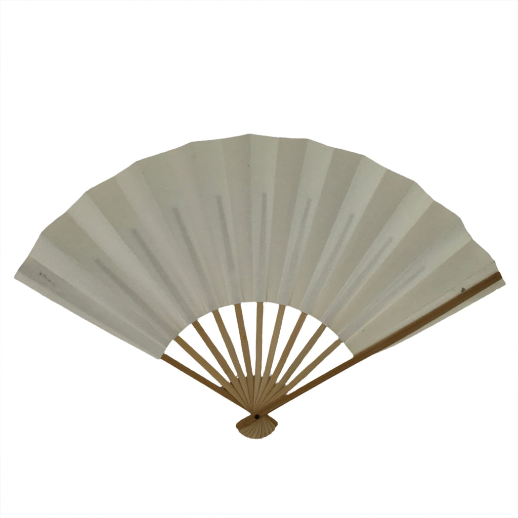 Japanese Folding Fan Sensu Vtg Bamboo Frame Simple Blank White 4D794