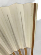Japanese Folding Fan Sensu Vtg Bamboo Frame Simple Blank White 4D795