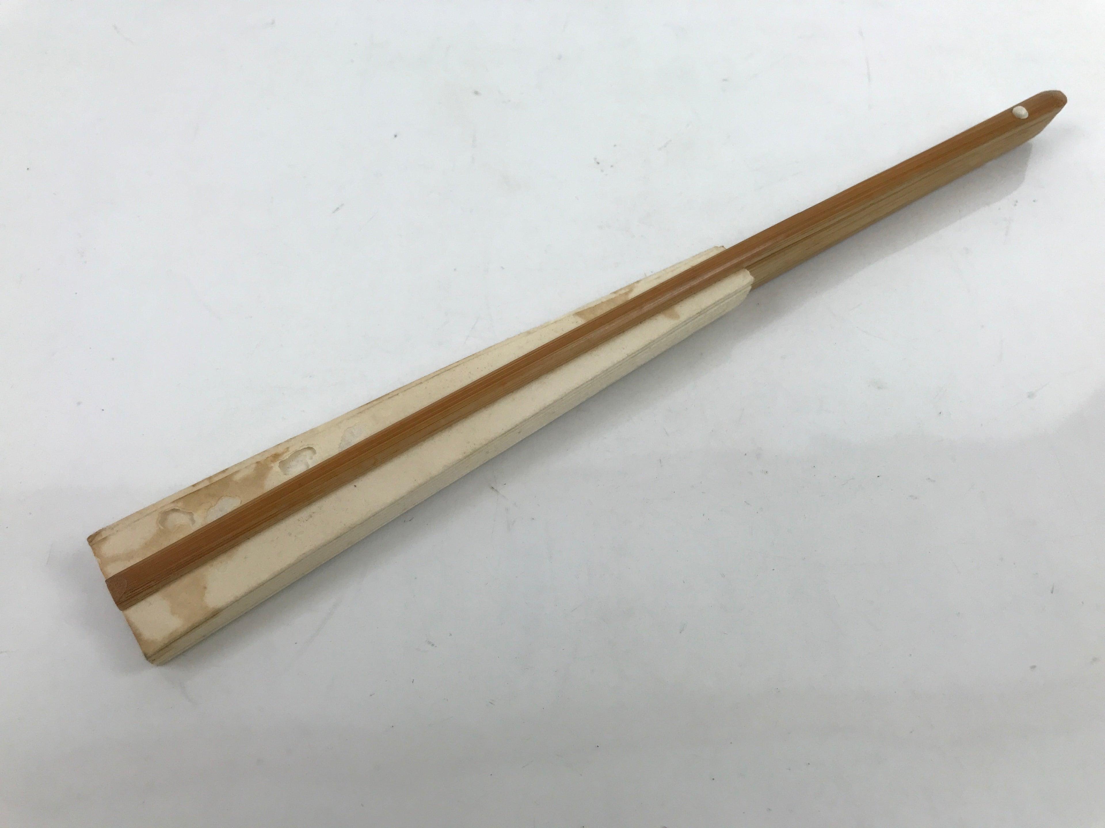 Japanese Folding Fan Sensu Vtg Bamboo Frame Simple Blank White 4D795