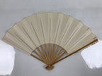 Japanese Folding Fan Sensu Vtg Bamboo Frame Simple Blank White 4D795